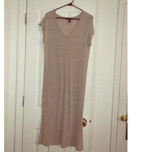 Cream short sleeve midi dress